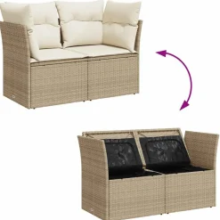 vidaXL Muebles De Jardín-Sofá de jardín con cojines de 2 plazas ratán sintético