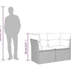 vidaXL Muebles De Jardín-Sofá de jardín con cojines de 2 plazas ratán sintético