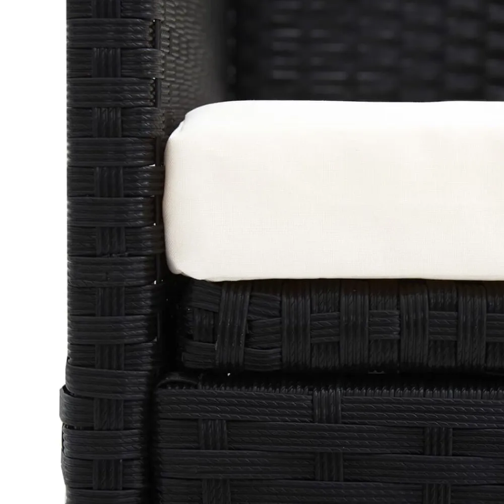vidaXL Sofá de jardín con dosel negro ratán sintético Negro y blanco Hot