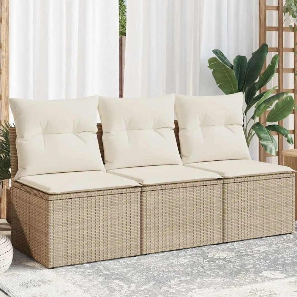 vidaXL Muebles De Jardín-Sofá de jardín de 3 plazas con cojines ratán sintético
