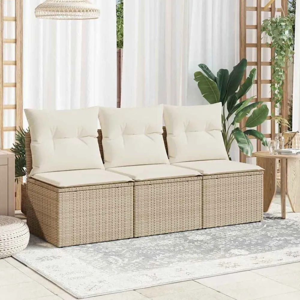 vidaXL Muebles De Jardín-Sofá de jardín de 3 plazas con cojines ratán sintético