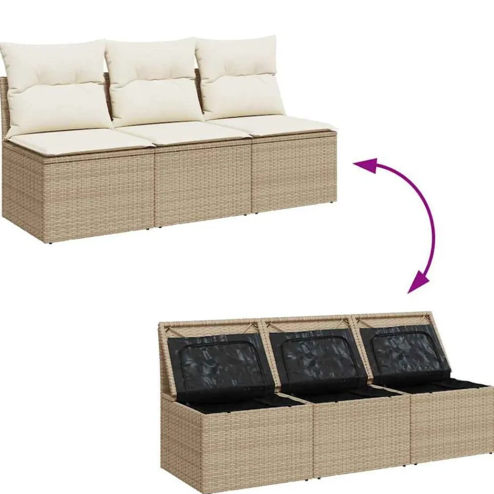 vidaXL Muebles De Jardín-Sofá de jardín de 3 plazas con cojines ratán sintético