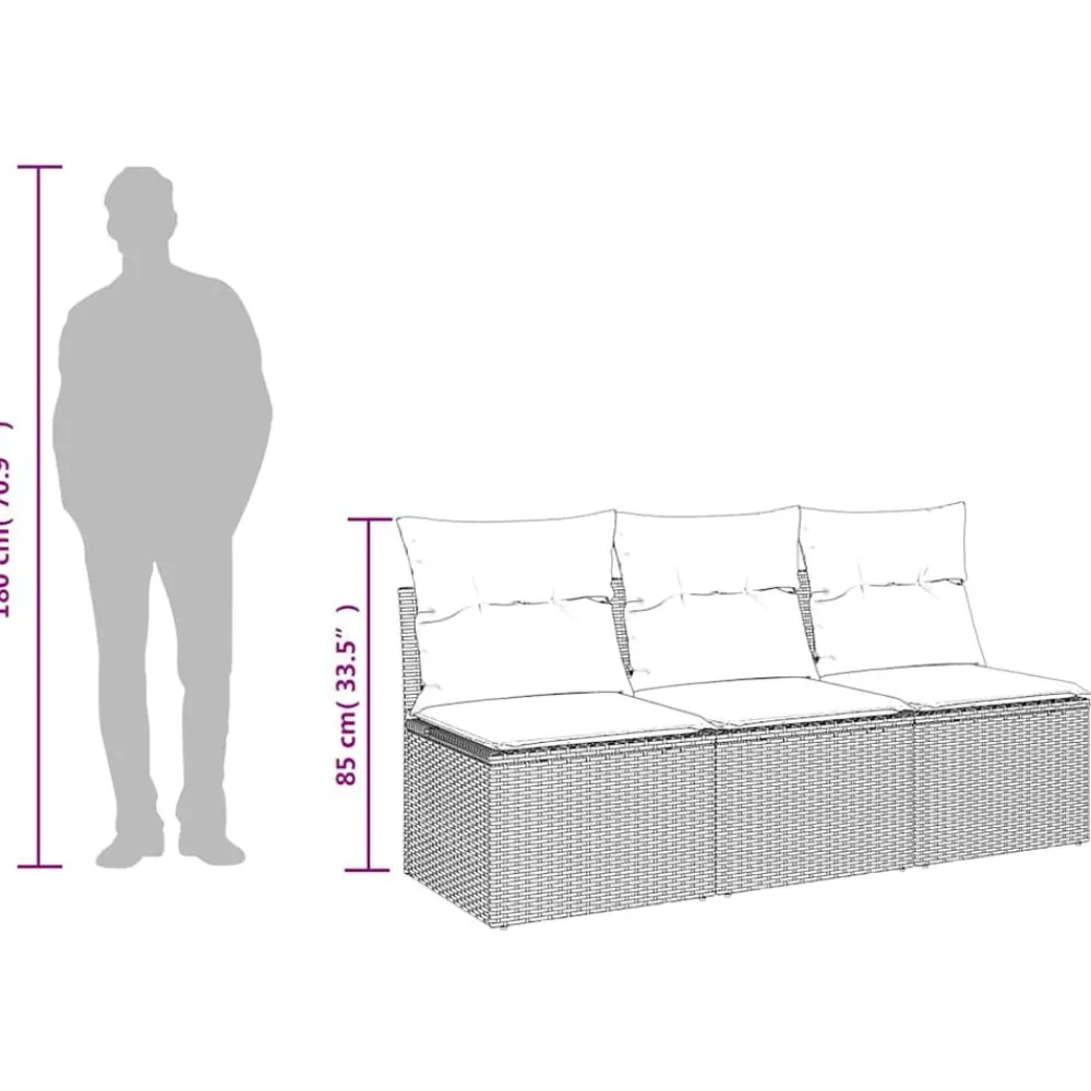 vidaXL Muebles De Jardín-Sofá de jardín de 3 plazas con cojines ratán sintético
