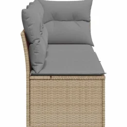 vidaXL Muebles De Jardín-Sofá de jardín de 3 plazas con cojines ratán sintético beige