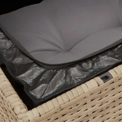 vidaXL Muebles De Jardín-Sofá de jardín de 3 plazas con cojines ratán sintético beige