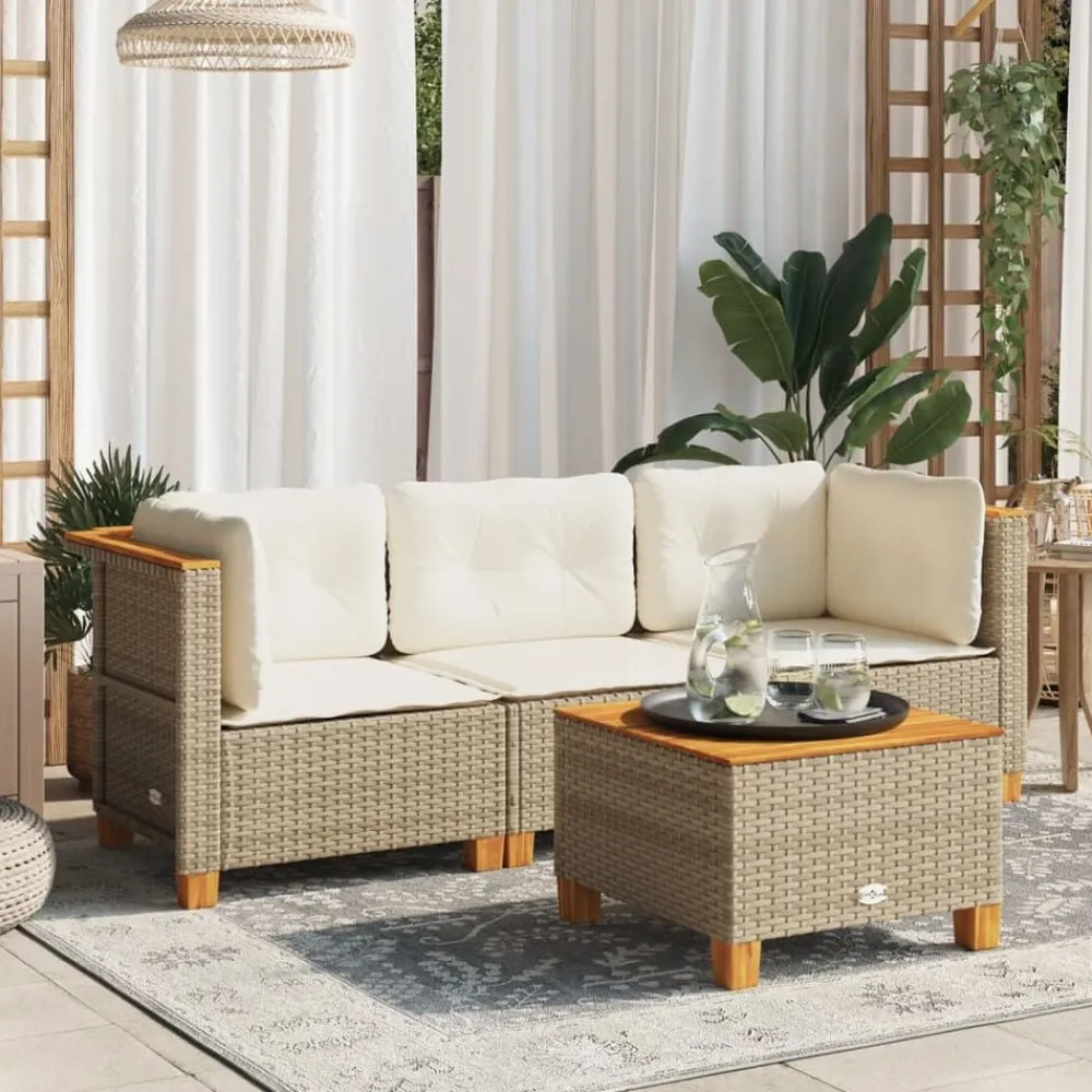 vidaXL Muebles De Jardín-Sofá de jardín de 3 plazas con cojines ratán sintético