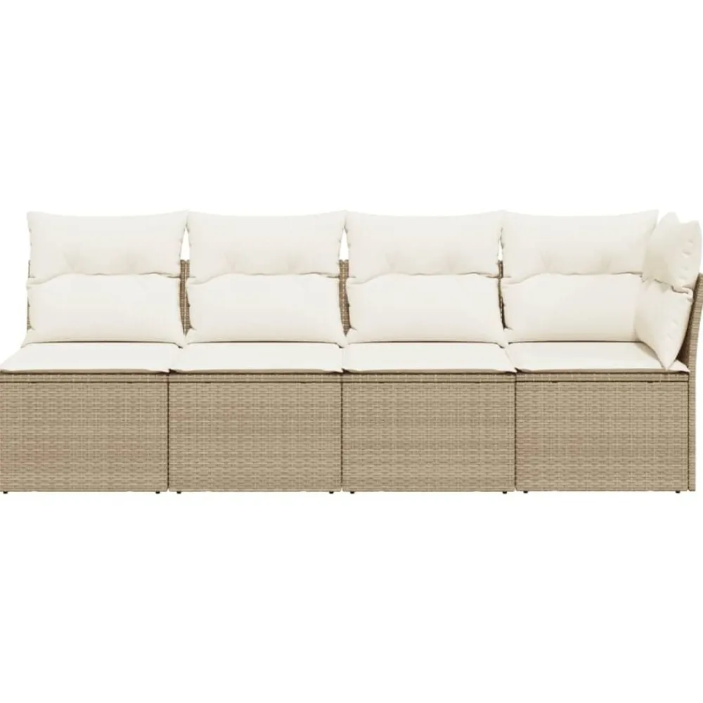 vidaXL Sofá de jardín de 4 plazas con cojines ratán sintético beige beige y crema Discount