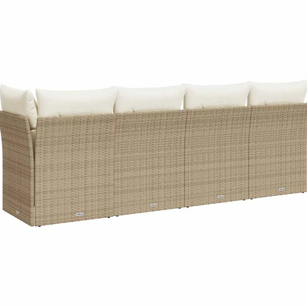 vidaXL Sofá de jardín de 4 plazas con cojines ratán sintético beige beige y crema Discount