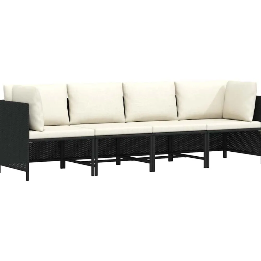 vidaXL Muebles De Jardín-Sofá de jardín de 4 plazas con cojines ratán sintético