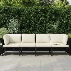 vidaXL Muebles De Jardín-Sofá de jardín de 4 plazas con cojines ratán sintético