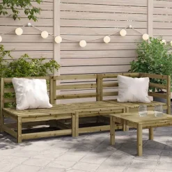 vidaXL Muebles De Jardín-Sofá de jardín de 3 plazas madera de pino impregnada