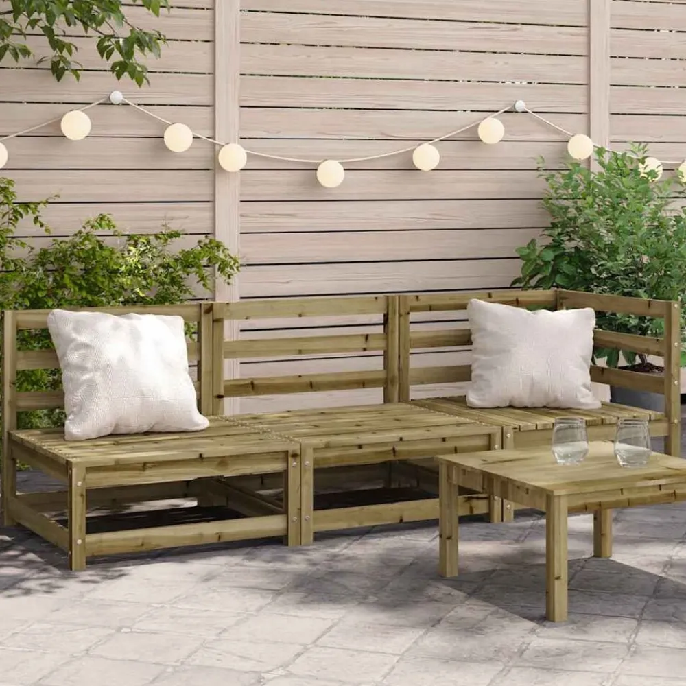 vidaXL Muebles De Jardín-Sofá de jardín de 3 plazas madera de pino impregnada