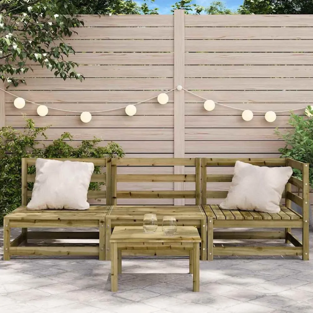 vidaXL Muebles De Jardín-Sofá de jardín de 3 plazas madera de pino impregnada