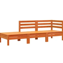 vidaXL Muebles De Jardín-Sofá de jardín de 3 plazas madera maciza de pino marrón cera