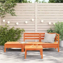 vidaXL Muebles De Jardín-Sofá de jardín de 3 plazas madera maciza de pino marrón cera