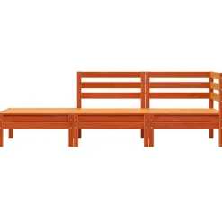 vidaXL Muebles De Jardín-Sofá de jardín de 3 plazas madera maciza de pino marrón cera