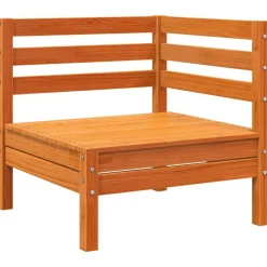 vidaXL Muebles De Jardín-Sofá de jardín de 3 plazas madera maciza de pino marrón cera