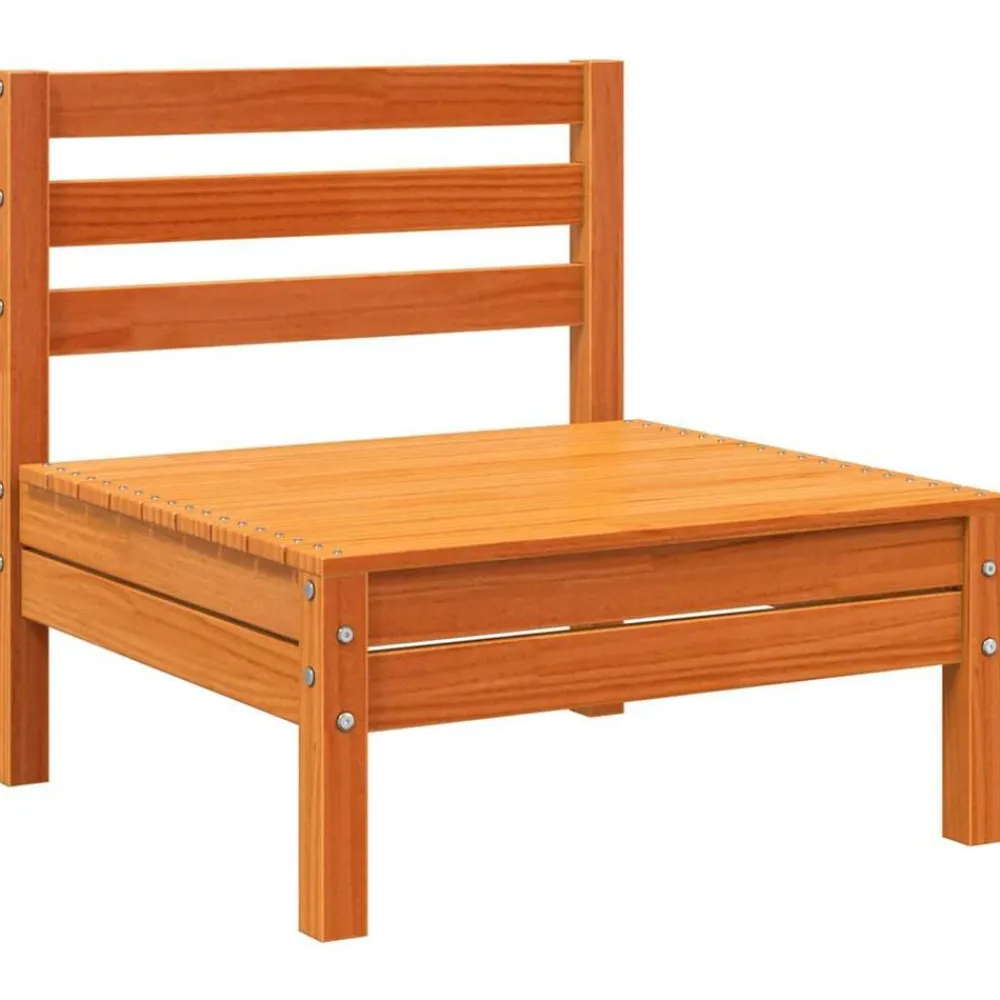 vidaXL Muebles De Jardín-Sofá de jardín de 3 plazas madera maciza de pino marrón cera