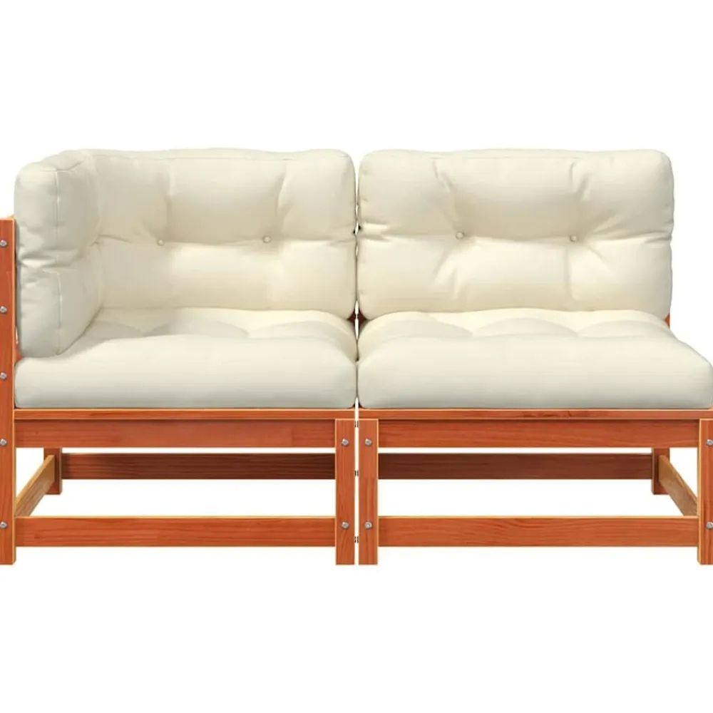 vidaXL Muebles De Jardín-Sofá de jardín de 2 plazas con cojines madera maciza de pino