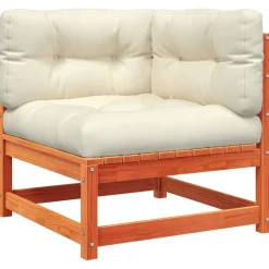 vidaXL Muebles De Jardín-Sofá de jardín de 2 plazas con cojines madera maciza de pino