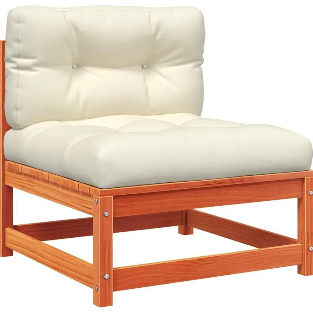 vidaXL Muebles De Jardín-Sofá de jardín de 2 plazas con cojines madera maciza de pino