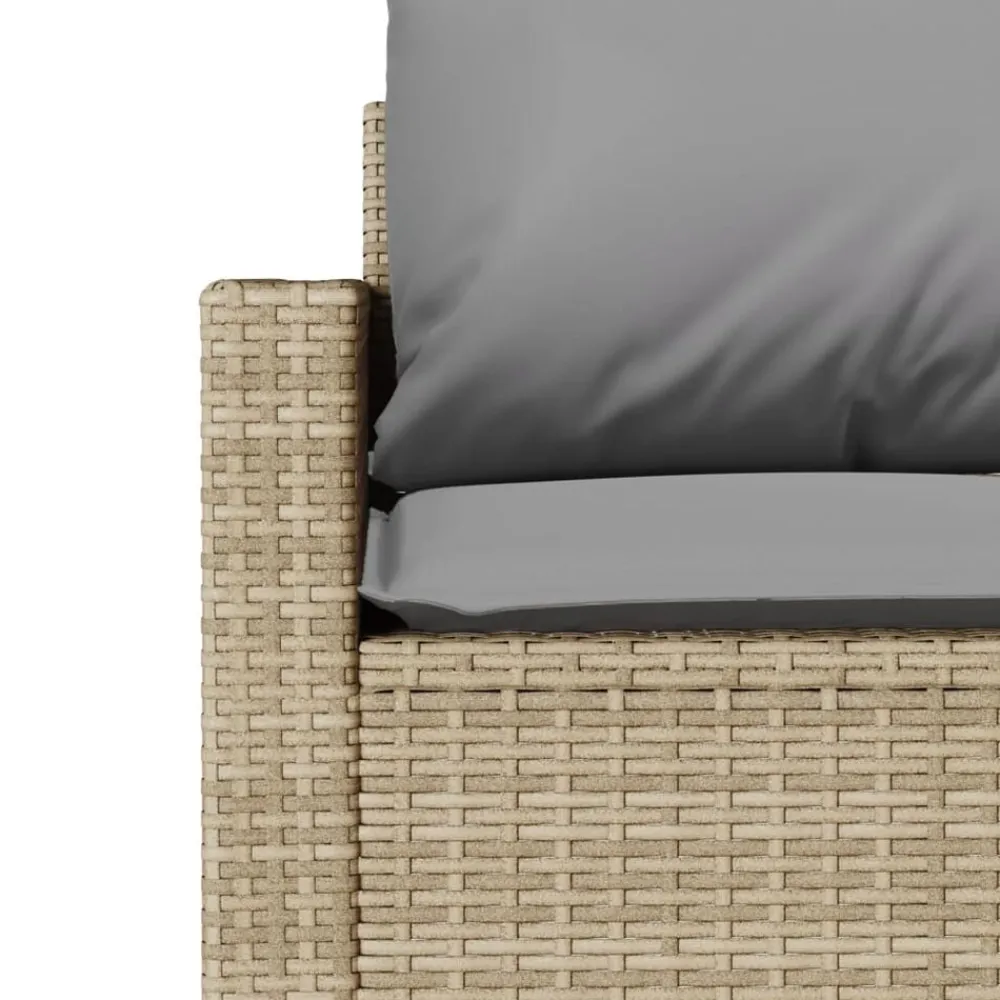 vidaXL Sofá de jardín de 3 plazas con cojines ratán sintético beige beige y gris claro