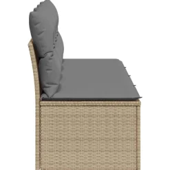 vidaXL Muebles De Jardín-Sofá de jardín de 4 plazas con cojines ratán sintético beige