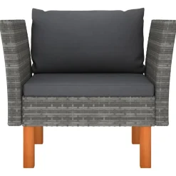 vidaXL Muebles De Jardín-Sofá de jardín de ratán sintético y madera maciza de eucalipto