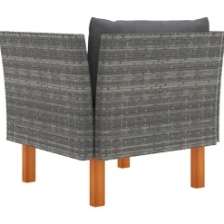 vidaXL Muebles De Jardín-Sofá de jardín de ratán sintético y madera maciza de eucalipto