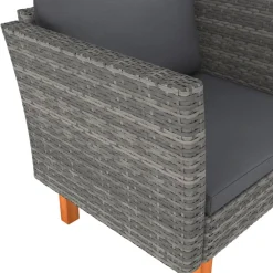 vidaXL Muebles De Jardín-Sofá de jardín de ratán sintético y madera maciza de eucalipto