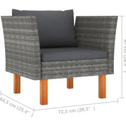 vidaXL Muebles De Jardín-Sofá de jardín de ratán sintético y madera maciza de eucalipto