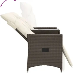 vidaXL Muebles De Jardín-Sofá de jardín reclinable de 2 plazas con mesa ratán PE marrón