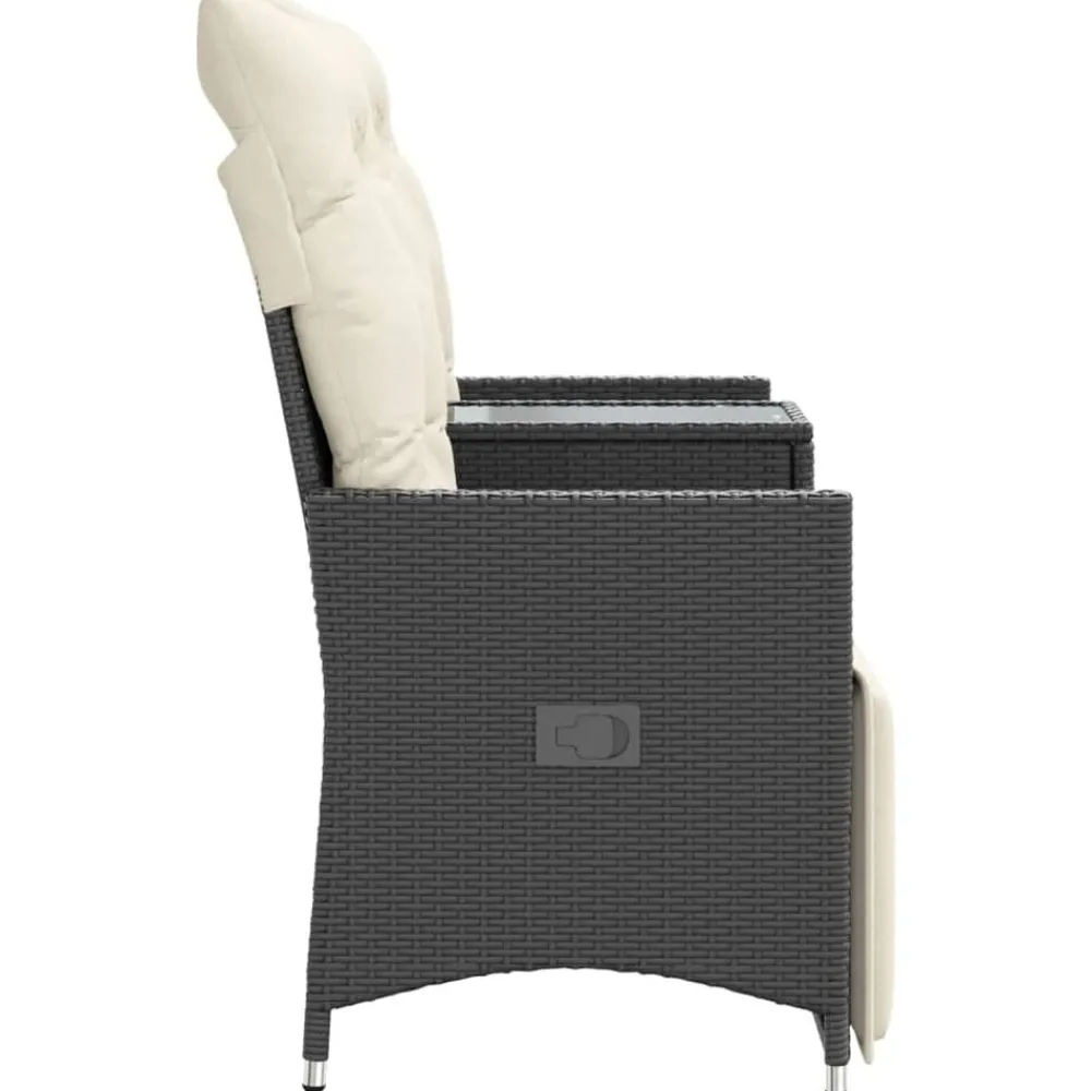 vidaXL Muebles De Jardín-Sofá de jardín reclinable de 2 plazas con mesa ratán PE
