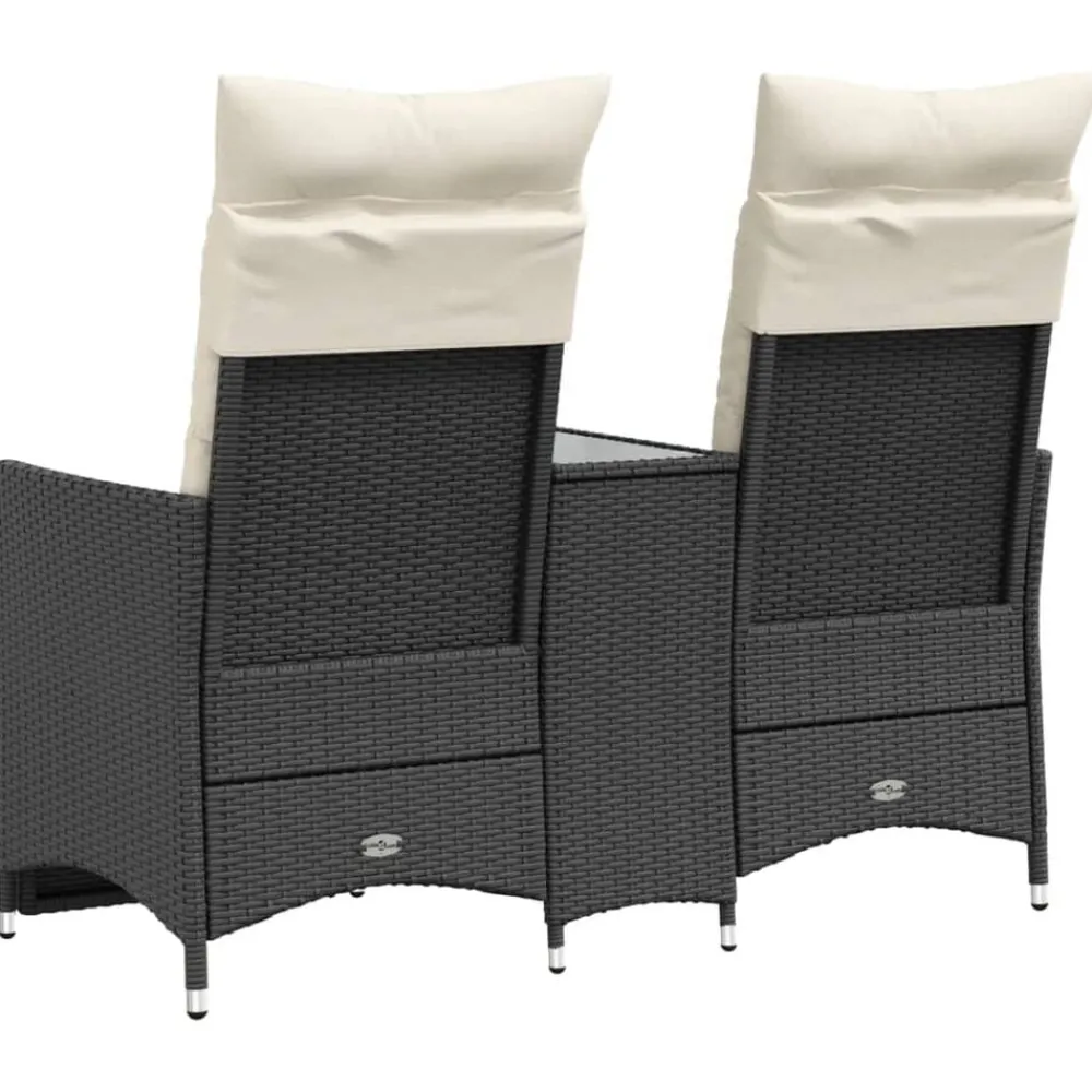vidaXL Muebles De Jardín-Sofá de jardín reclinable de 2 plazas con mesa ratán PE