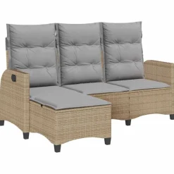 vidaXL Muebles De Jardín-Sofá de jardín reclinable con cojines en forma de L