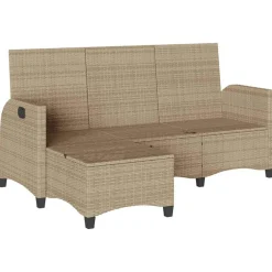 vidaXL Muebles De Jardín-Sofá de jardín reclinable con cojines en forma de L