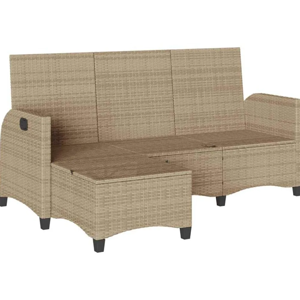 vidaXL Muebles De Jardín-Sofá de jardín reclinable con cojines en forma de L