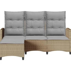 vidaXL Muebles De Jardín-Sofá de jardín reclinable con cojines en forma de L
