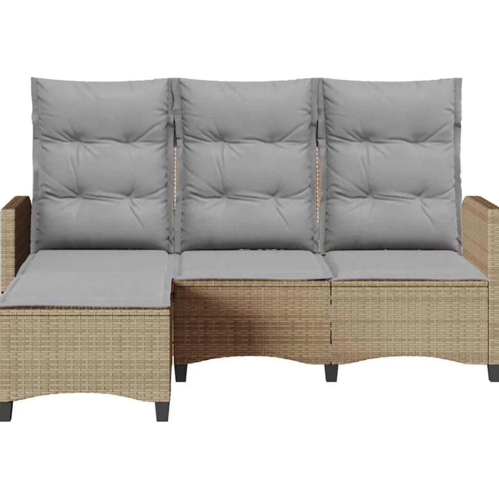 vidaXL Muebles De Jardín-Sofá de jardín reclinable con cojines en forma de L