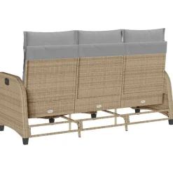 vidaXL Muebles De Jardín-Sofá de jardín reclinable con cojines en forma de L