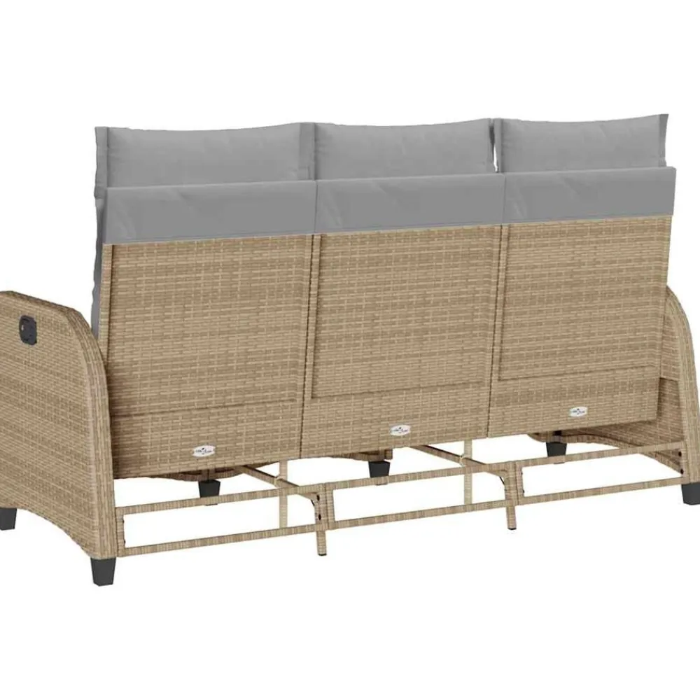 vidaXL Muebles De Jardín-Sofá de jardín reclinable con cojines en forma de L