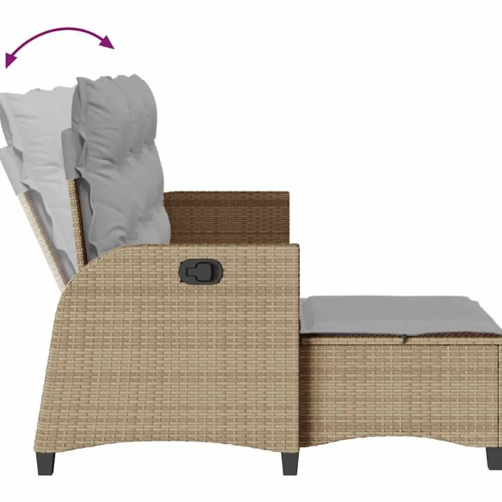 vidaXL Muebles De Jardín-Sofá de jardín reclinable con cojines en forma de L