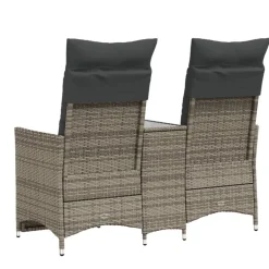 vidaXL Muebles De Jardín-Sofá de jardín reclinable de 2 plazas con mesa ratán PE