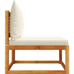 vidaXL Sofá de jardín sin brazos con cojines de madera de acacia y ratán Negro y crema Best