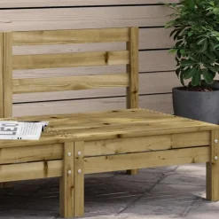 vidaXL Muebles De Jardín-Sofá de jardín sin reposabrazos madera pino impregnada