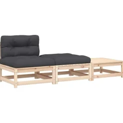 vidaXL Muebles De Jardín-Sofá de jardín sin reposabrazos con cojines y reposapiés