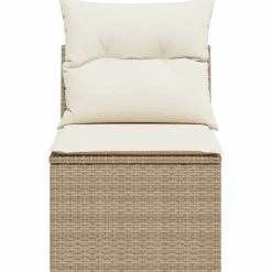 vidaXL Sofá de jardín sin reposabrazos con cojines ratán PE beige New