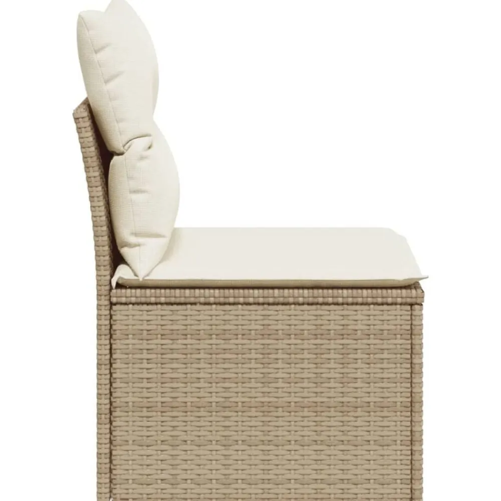 vidaXL Sofá de jardín sin reposabrazos con cojines ratán PE beige New