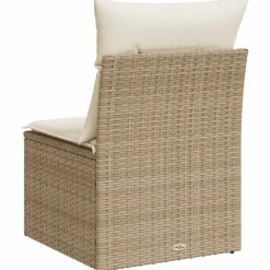 vidaXL Sofá de jardín sin reposabrazos con cojines ratán PE beige New