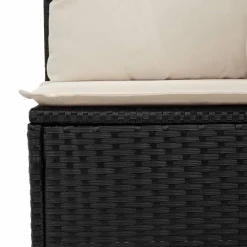 vidaXL Muebles De Jardín-Sofá de jardín sin reposabrazos con cojines ratán PE negro